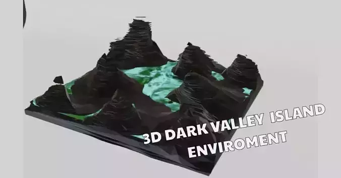 Dark Valley Enviroment With Lake and Rocky