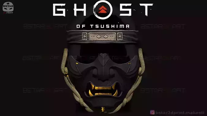 Ghost of Tsushima Ghost Mask and Headband 3D Model Collection