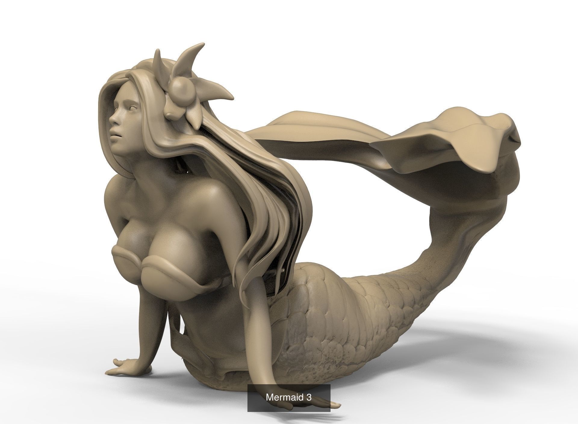 Mermaids Collection mermaid statue with long hair _2