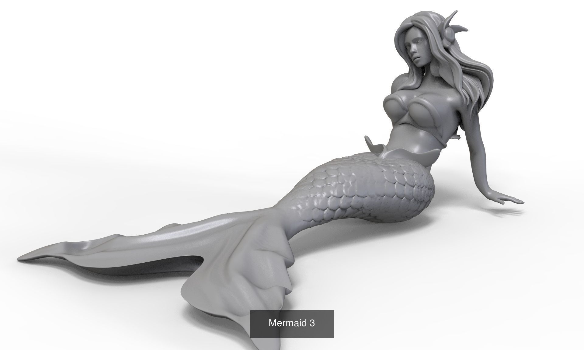 Mermaids Collection mermaid statue with long hair _3
