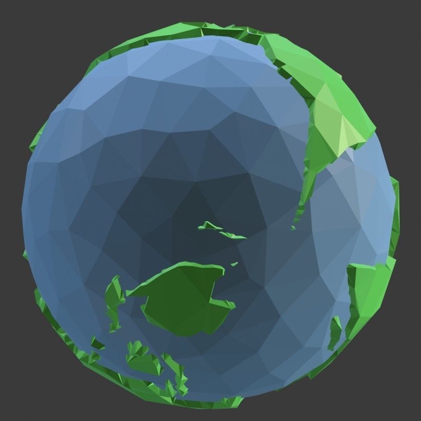 low poly earth in polygons Free low-poly 3D model_4