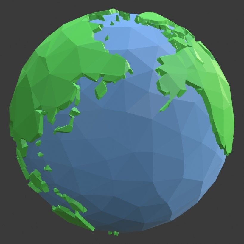 low poly earth in polygons Free low-poly 3D model_2