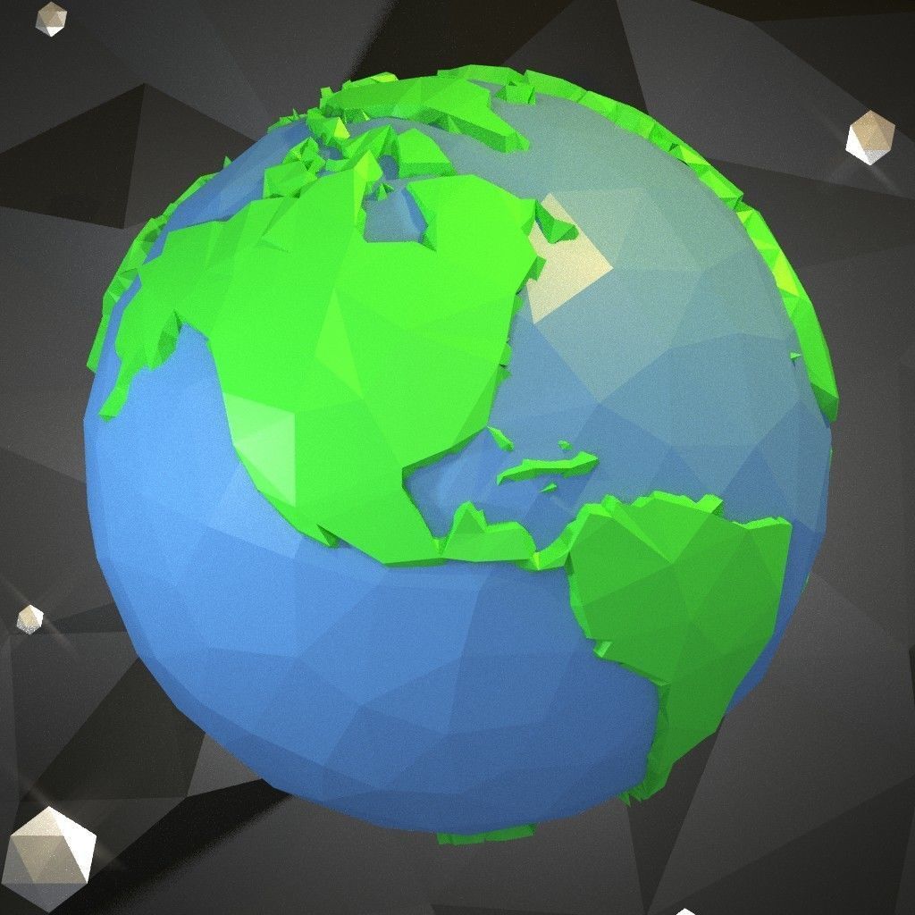 low poly earth in polygons Free low-poly 3D model_5