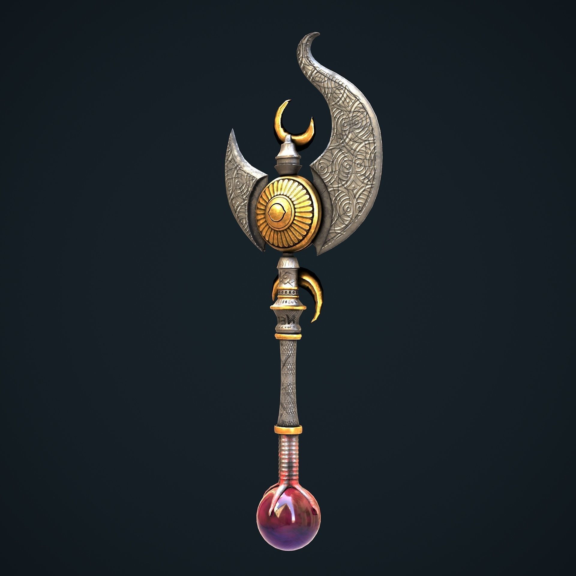 Stylize Battle Axe  Low-poly 3D model_4