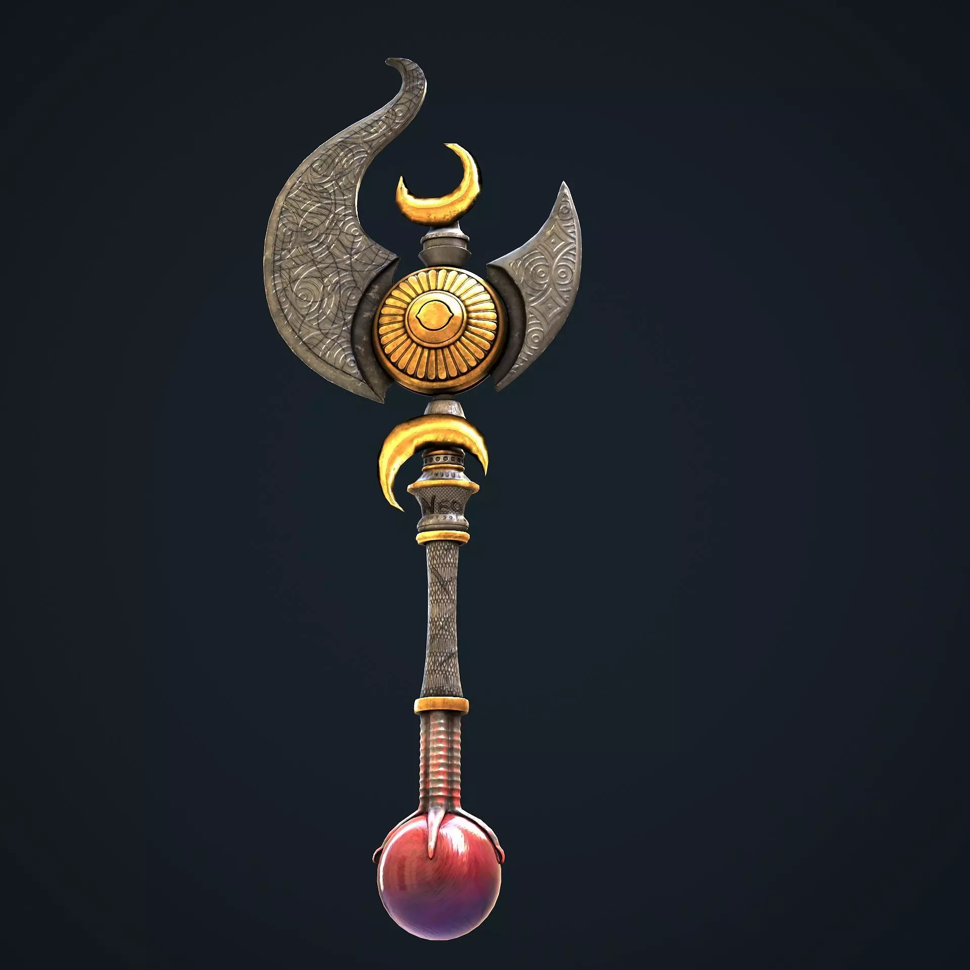 Stylize Battle Axe  Low-poly 3D model_0