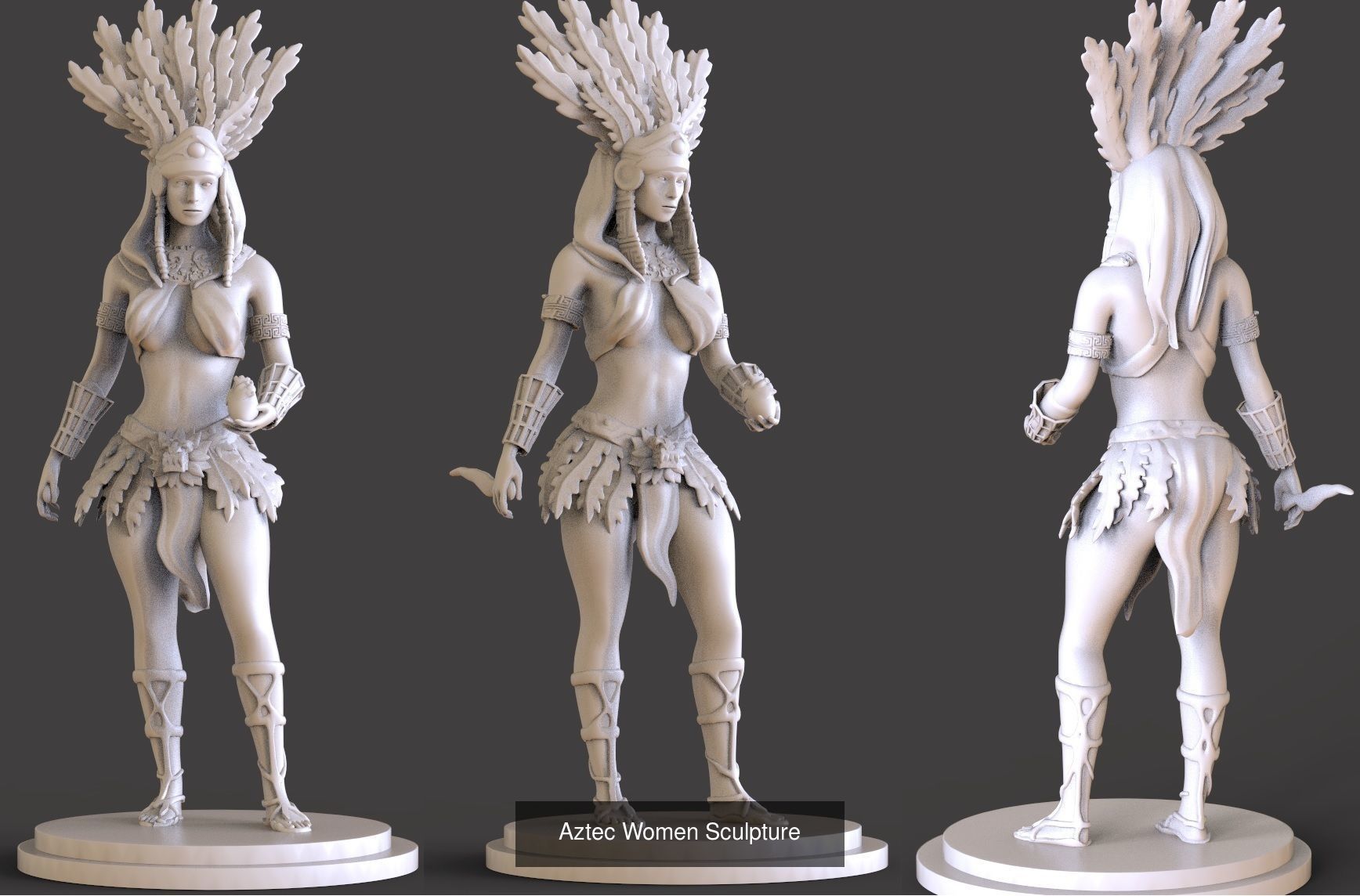 Mayan And Aztec Sculptures 3D Model Collection_8