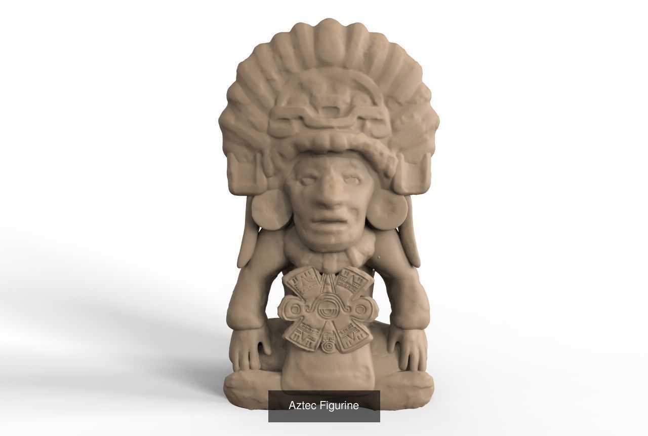 Mayan And Aztec Sculptures 3D Model Collection_7