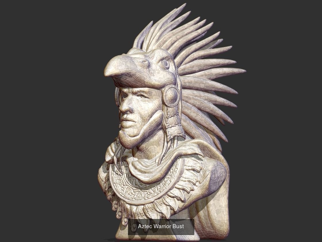 Mayan And Aztec Sculptures 3D Model Collection_5