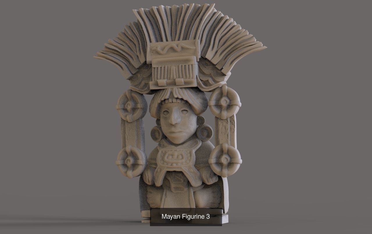 Mayan And Aztec Sculptures 3D Model Collection_3