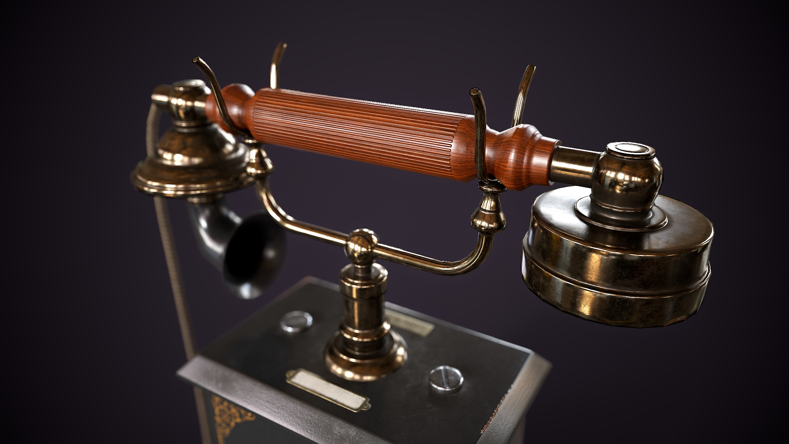 Old vintage telephone Low-poly 3D model_8