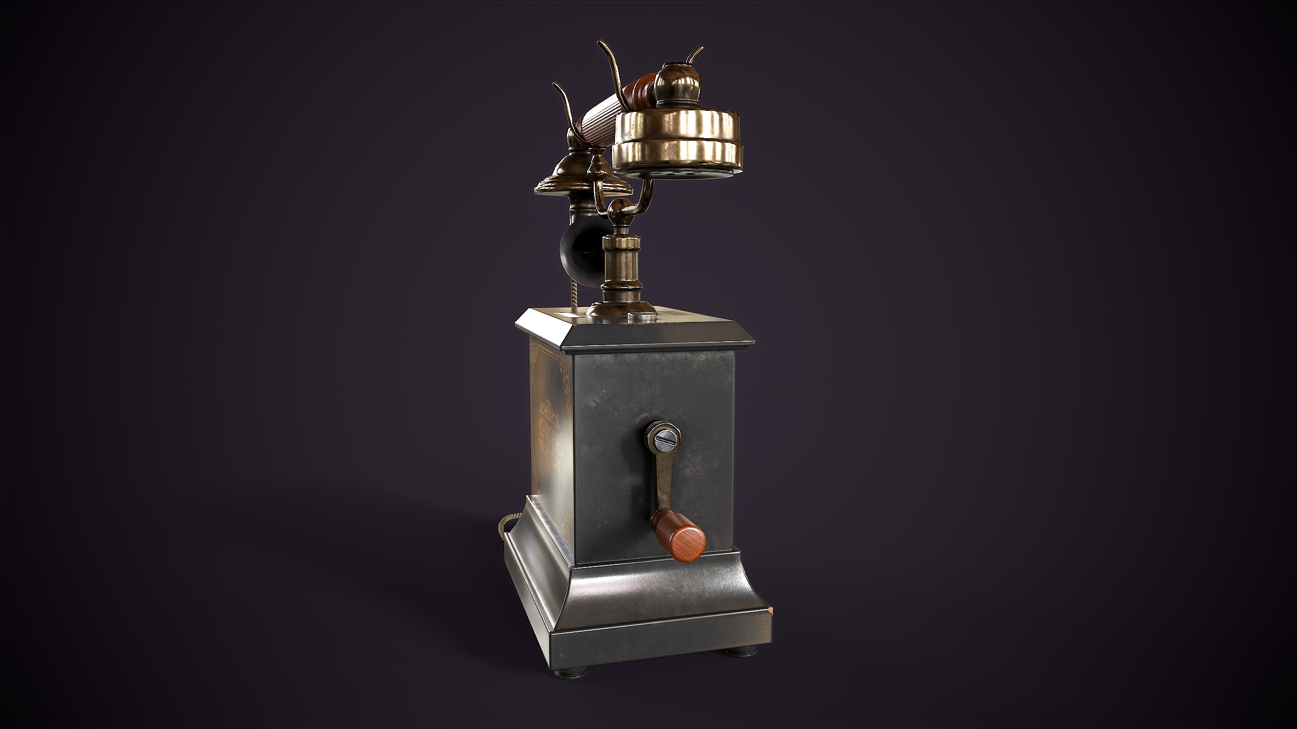 Old vintage telephone Low-poly 3D model_6
