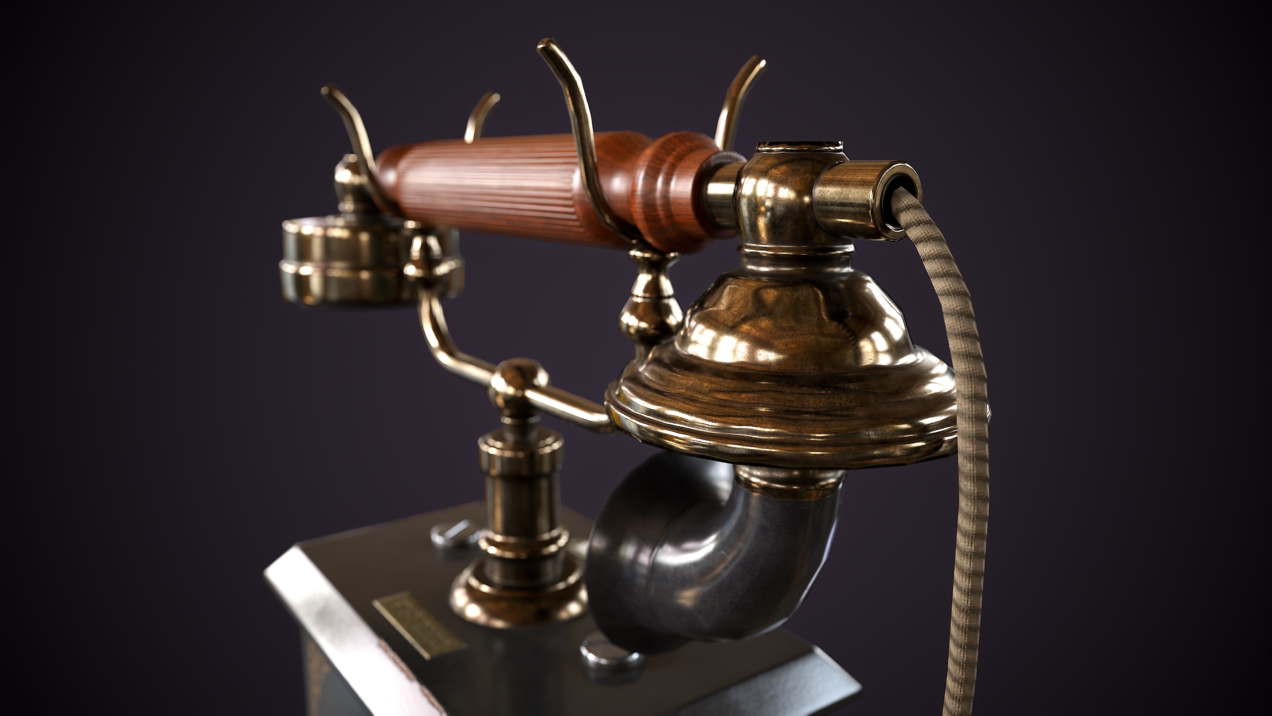 Old vintage telephone Low-poly 3D model_11