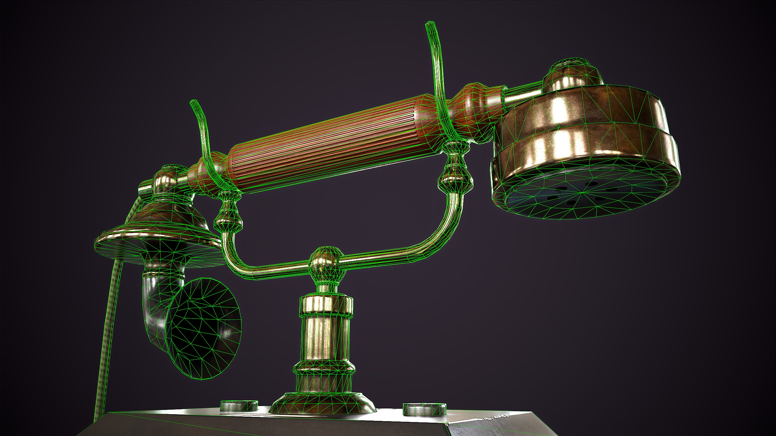 Old vintage telephone Low-poly 3D model_13