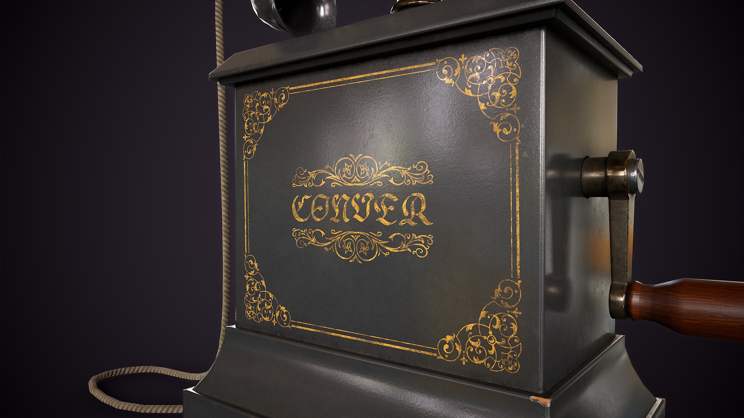 Old vintage telephone Low-poly 3D model_3