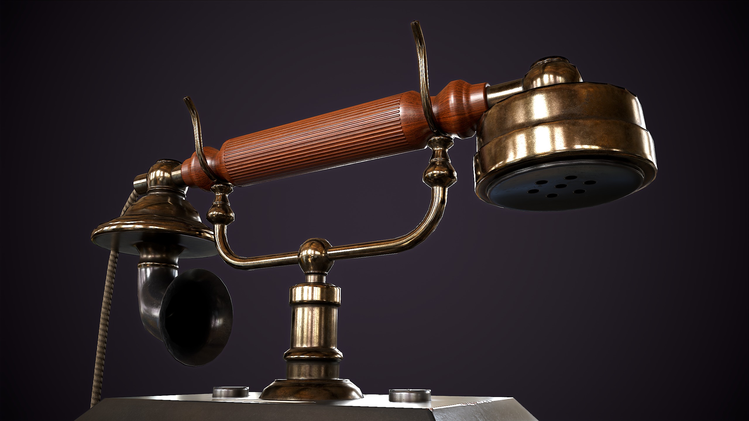 Old vintage telephone Low-poly 3D model_9