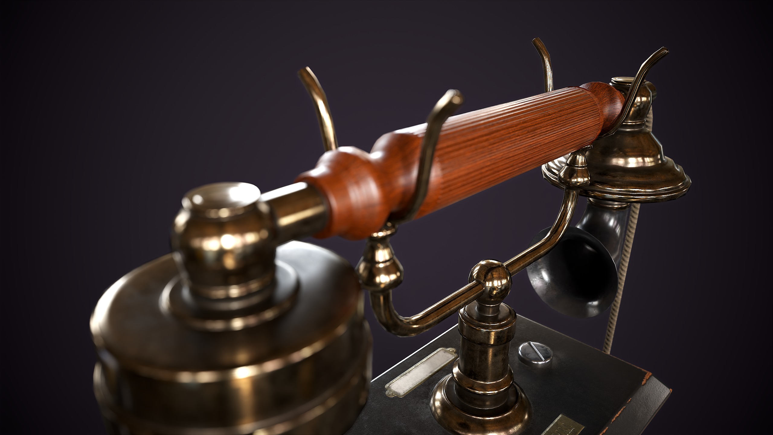 Old vintage telephone Low-poly 3D model_10