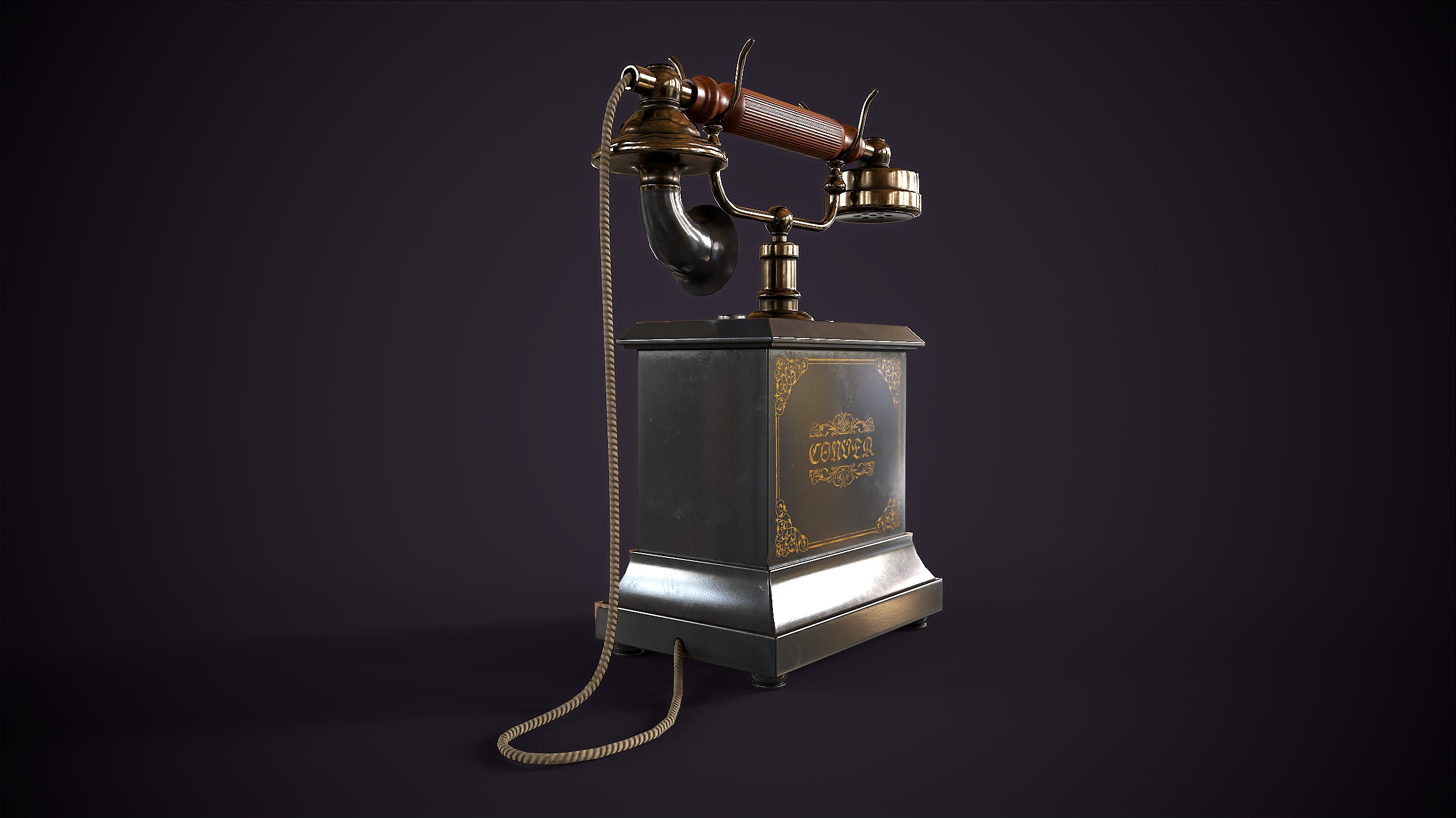 Old vintage telephone Low-poly 3D model_5