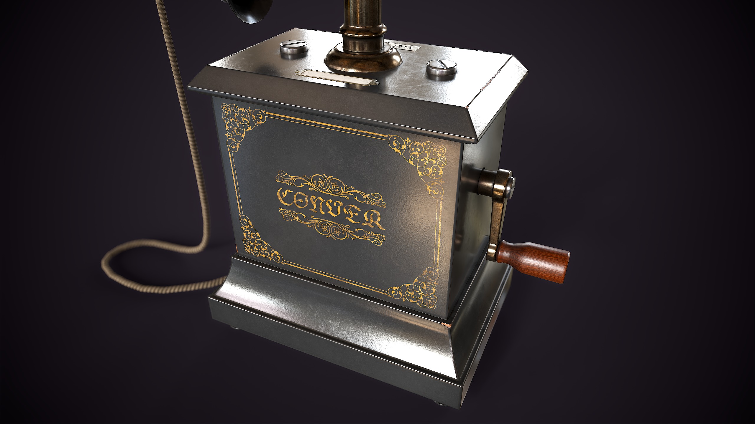 Old vintage telephone Low-poly 3D model_2