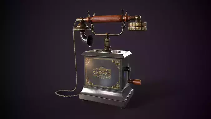 Old vintage telephone Low-poly 3D model