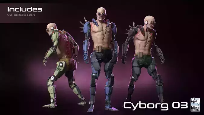 Cyborg 03 Low-poly 3D model