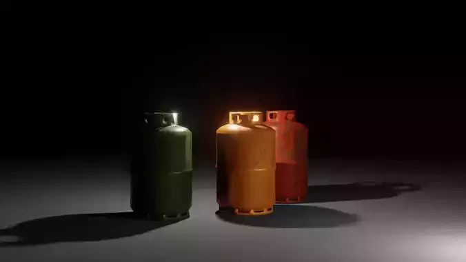 Gas Bottle with regulator 3D model Free low-poly 3D model
