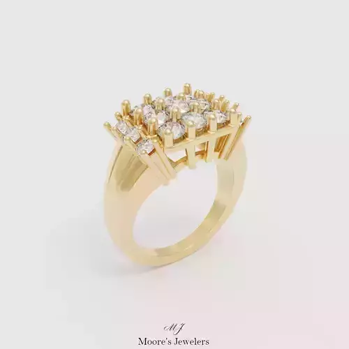 Cluster Style Halo Engagement Ring 3d Model Stl File