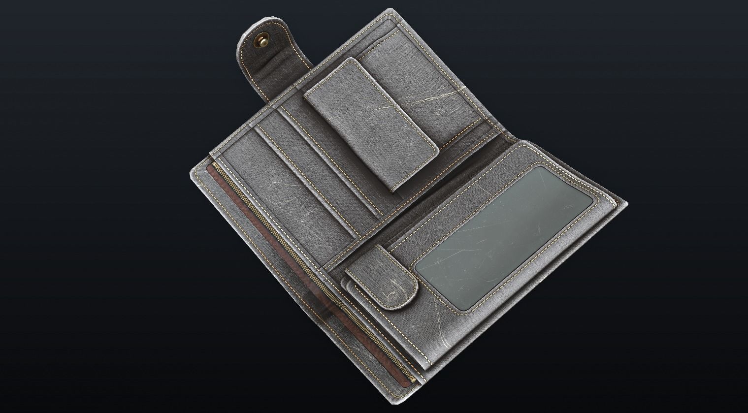 Old Shabby Wallet  Low-poly 3D model_8