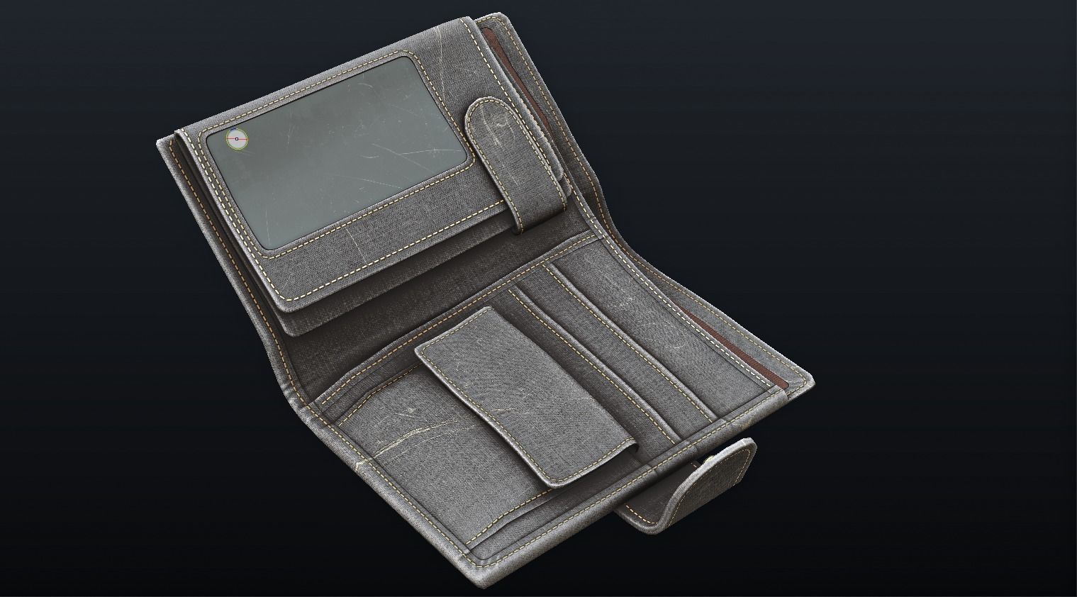 Old Shabby Wallet  Low-poly 3D model_3