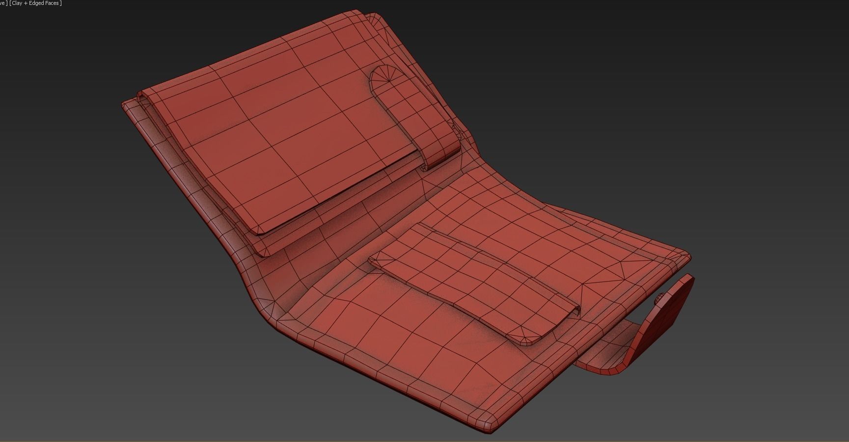 Old Shabby Wallet  Low-poly 3D model_15
