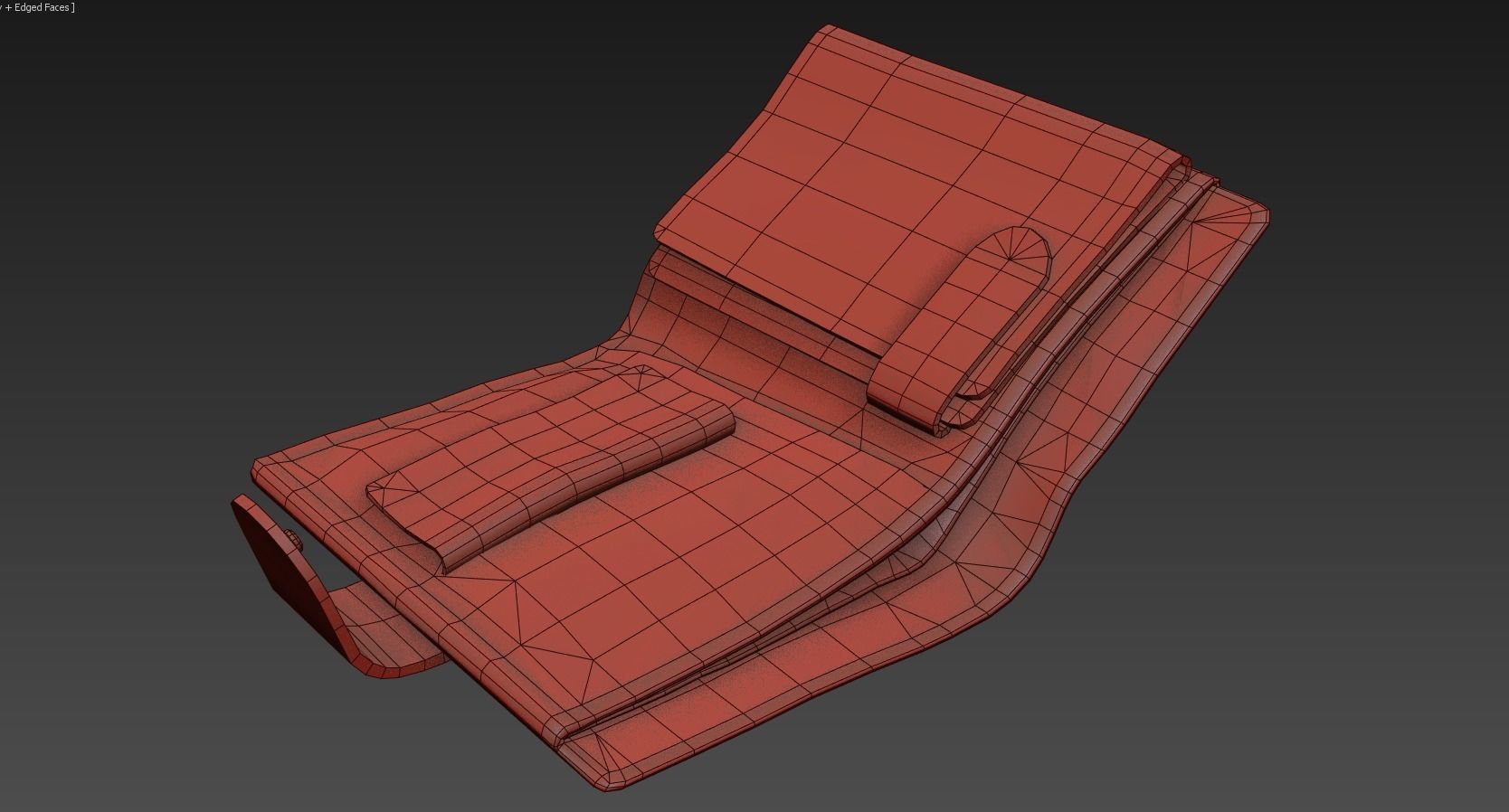 Old Shabby Wallet  Low-poly 3D model_16