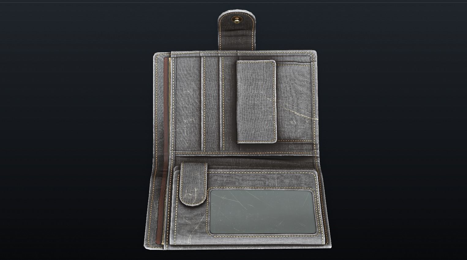 Old Shabby Wallet  Low-poly 3D model_7