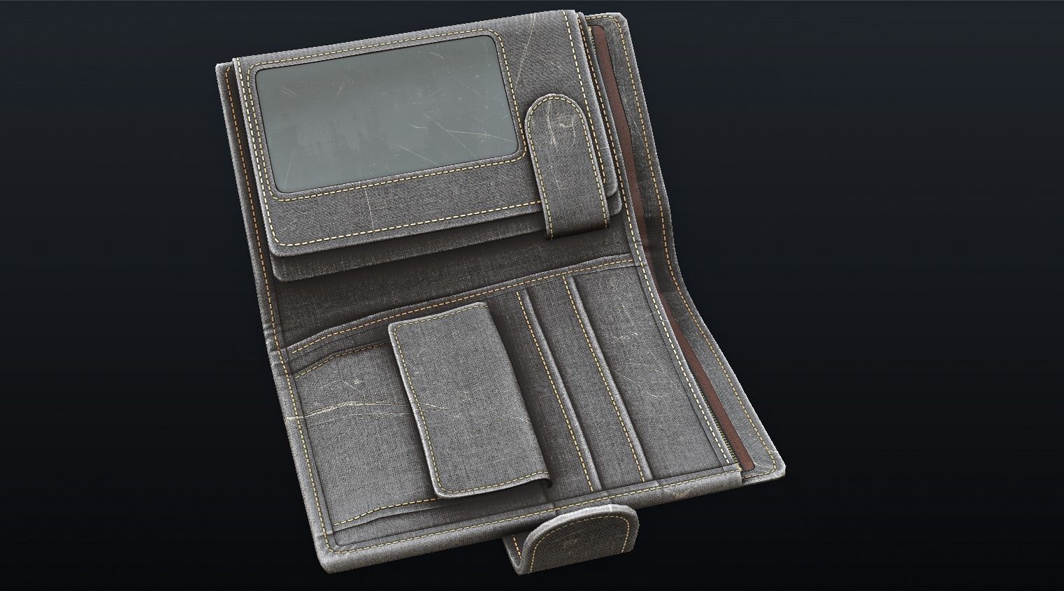 Old Shabby Wallet  Low-poly 3D model_2