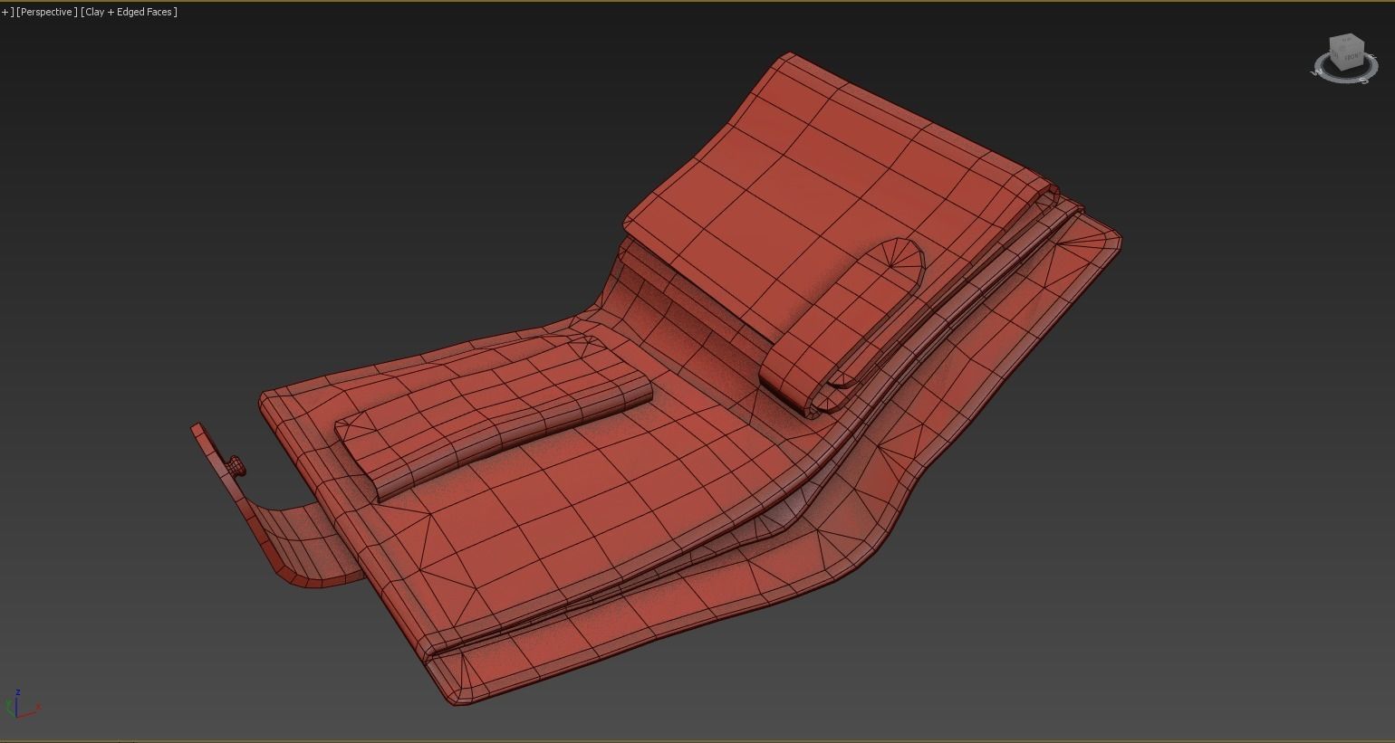 Old Shabby Wallet  Low-poly 3D model_14