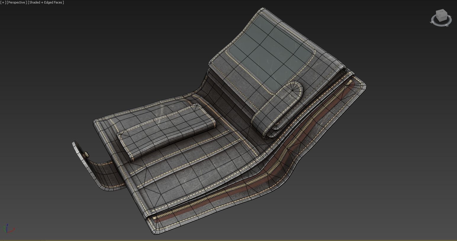 Old Shabby Wallet  Low-poly 3D model_13