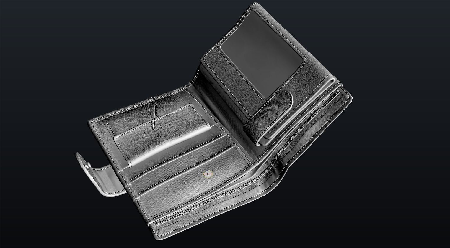 Old Shabby Wallet  Low-poly 3D model_20