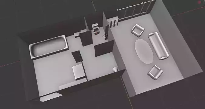 3D Model of Washroom and TV room