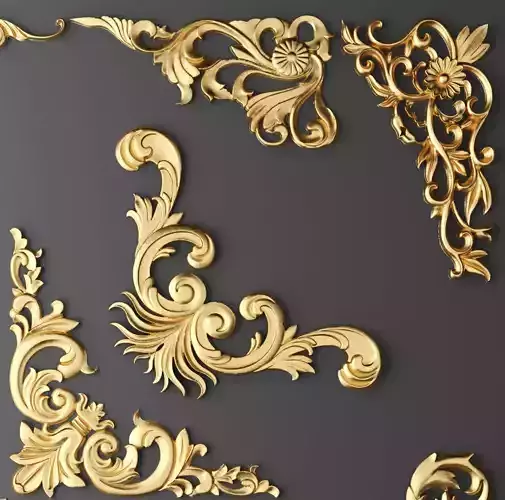 luxury 4 set of gold ornate ornaments