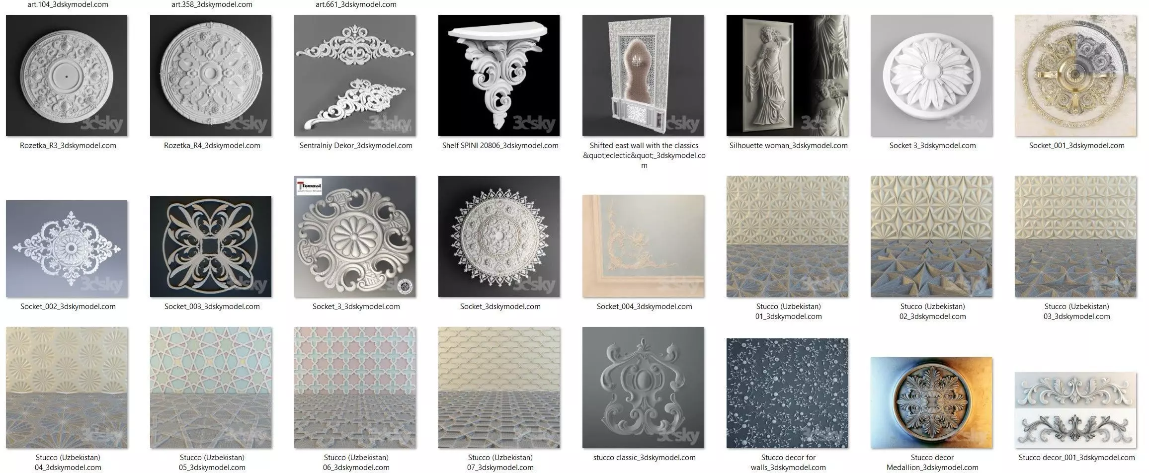 luxury 5 types of decorative designs 3D model_0