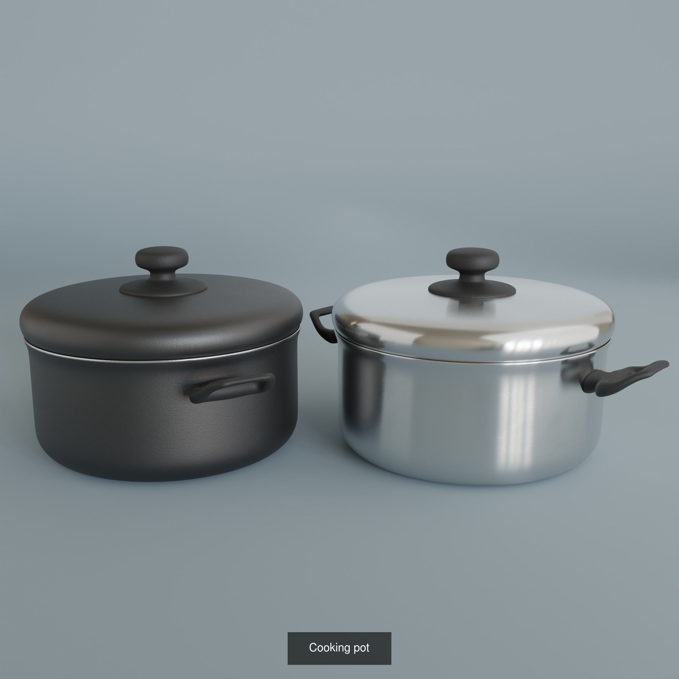 Cookware Set - Aluminum and Teflon 3D Model Collection_5