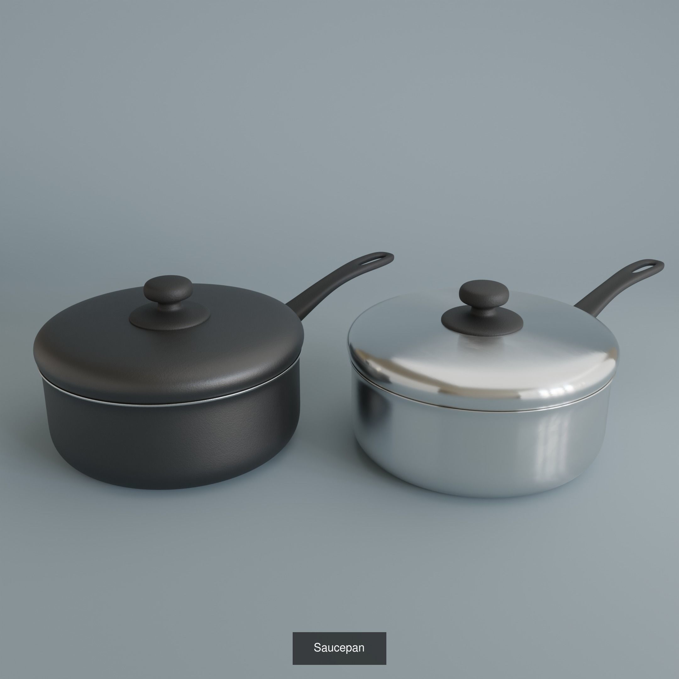 Cookware Set - Aluminum and Teflon 3D Model Collection_6