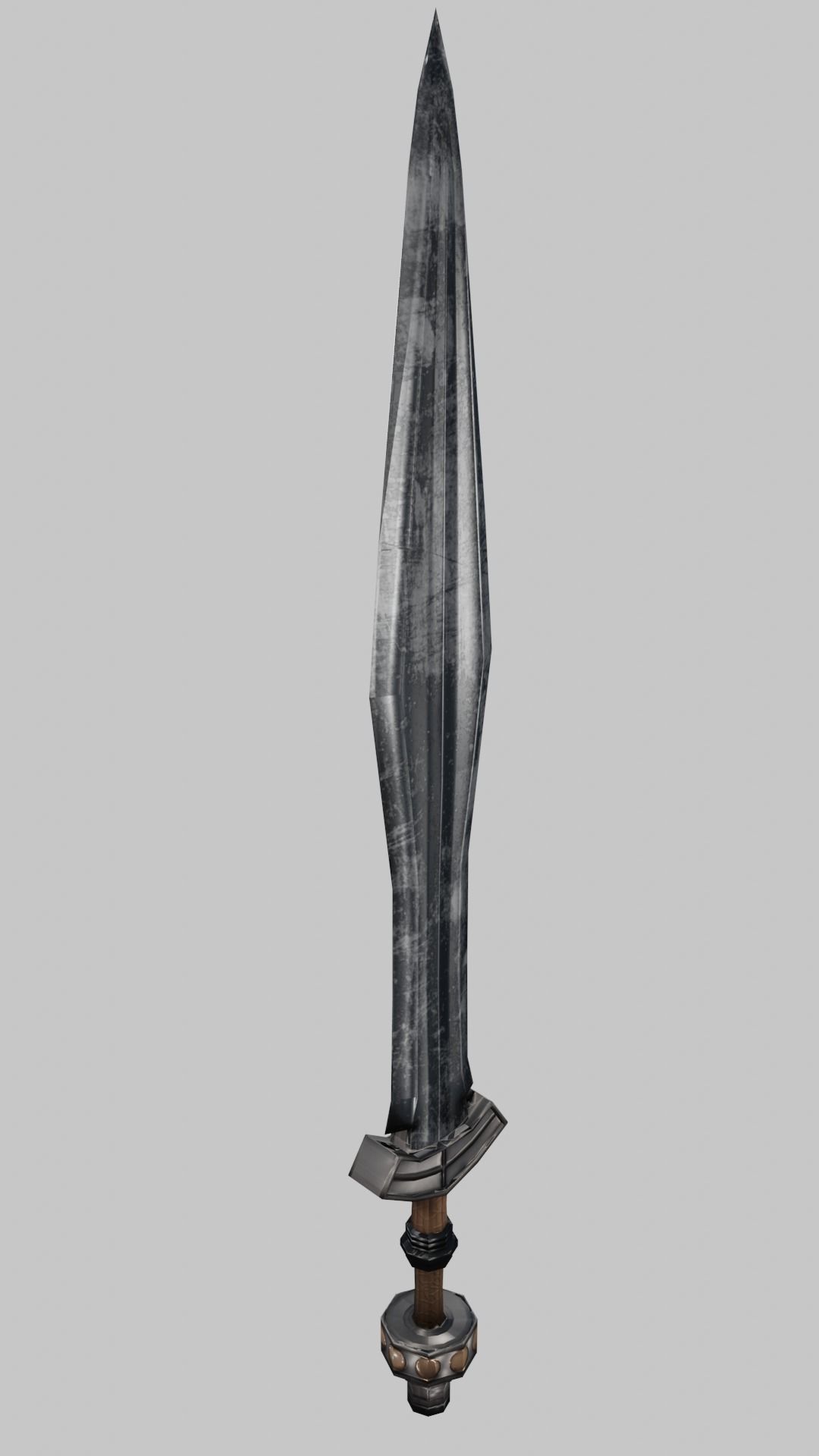 straight classic Germanic sword 3D model_1