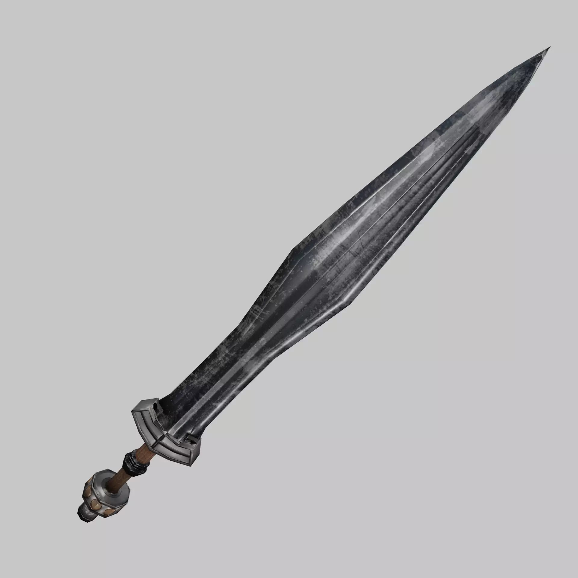 straight classic Germanic sword 3D model_0