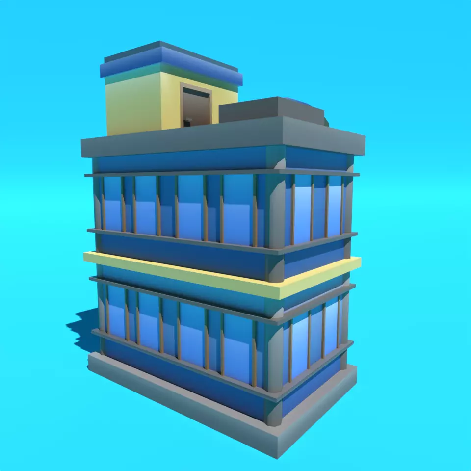 Build House Office Low-poly Mobile Stylized Cartoon Urban Low-poly 3D model_0