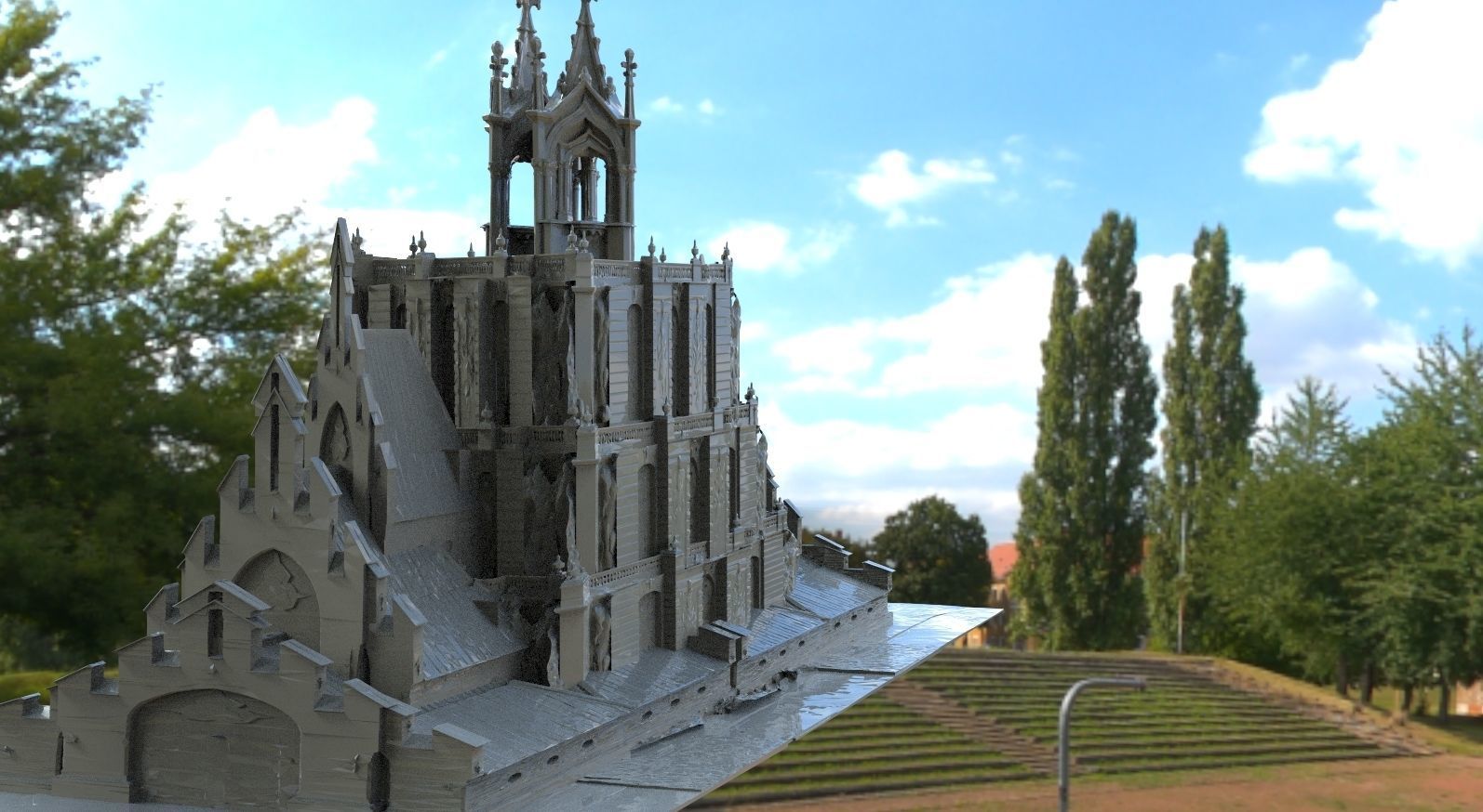 Gothic sinister large dungeon 3D 3D model_2