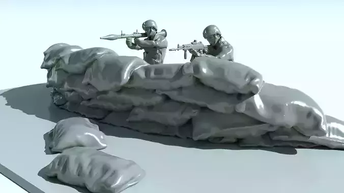 Soldier and trench for print 3D print model