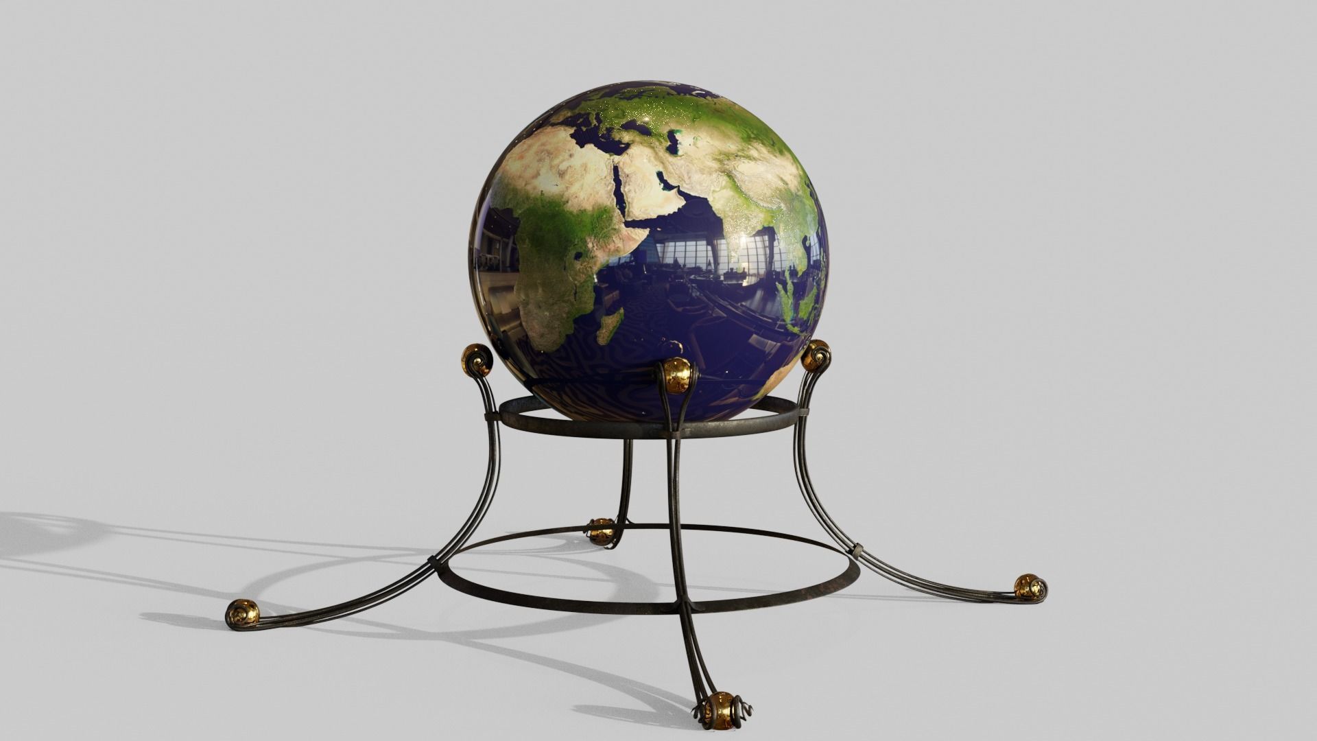 Earth moon and mars globe maps Low-poly 3D model_4
