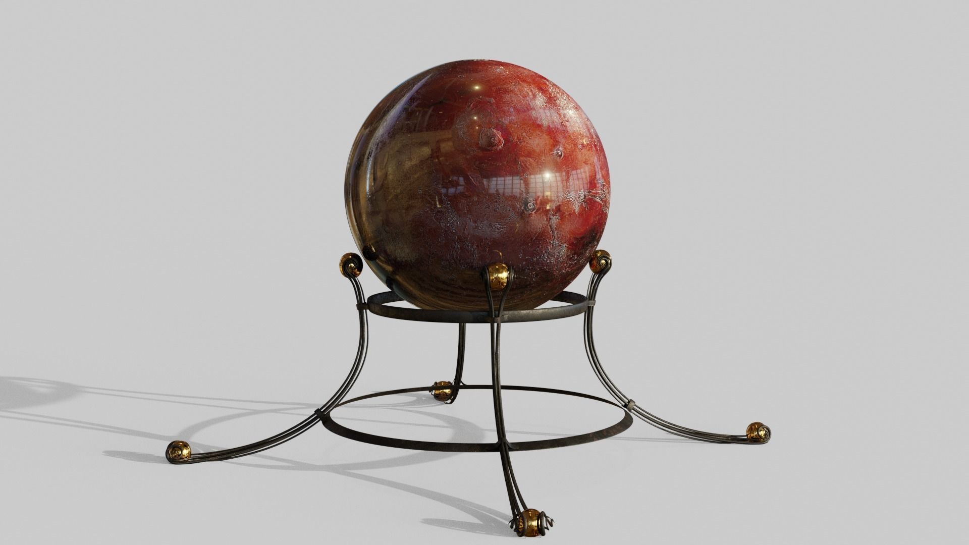Earth moon and mars globe maps Low-poly 3D model_5