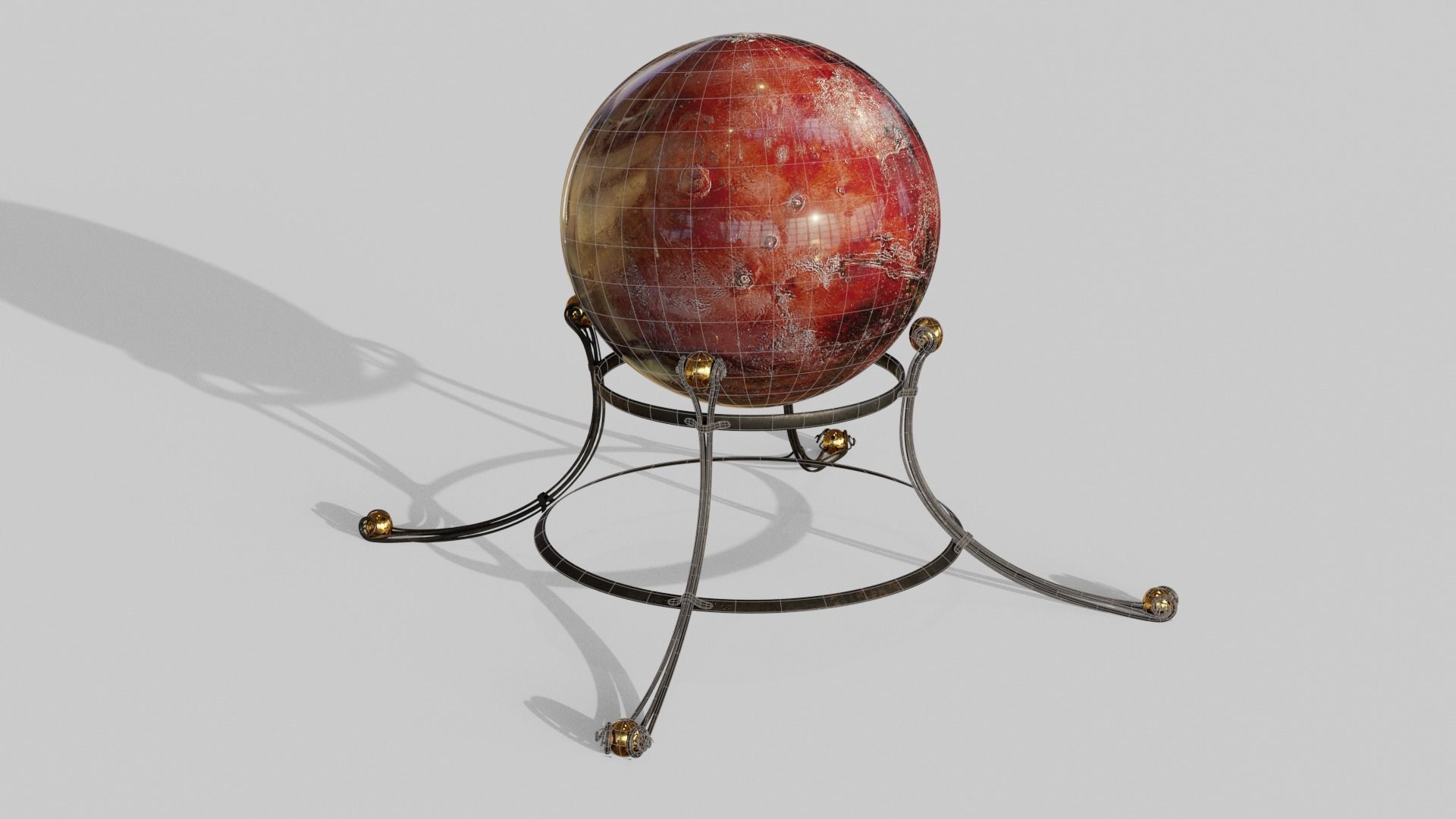 Earth moon and mars globe maps Low-poly 3D model_7