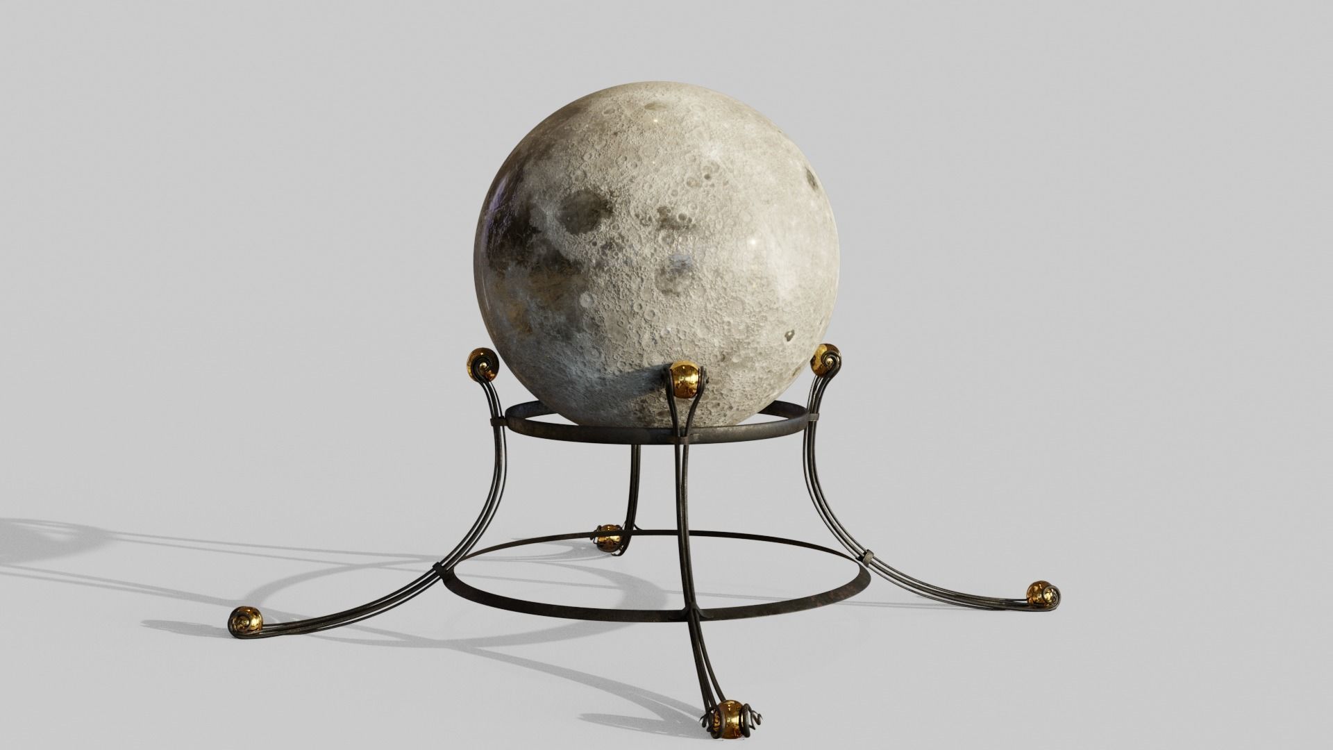 Earth moon and mars globe maps Low-poly 3D model_3