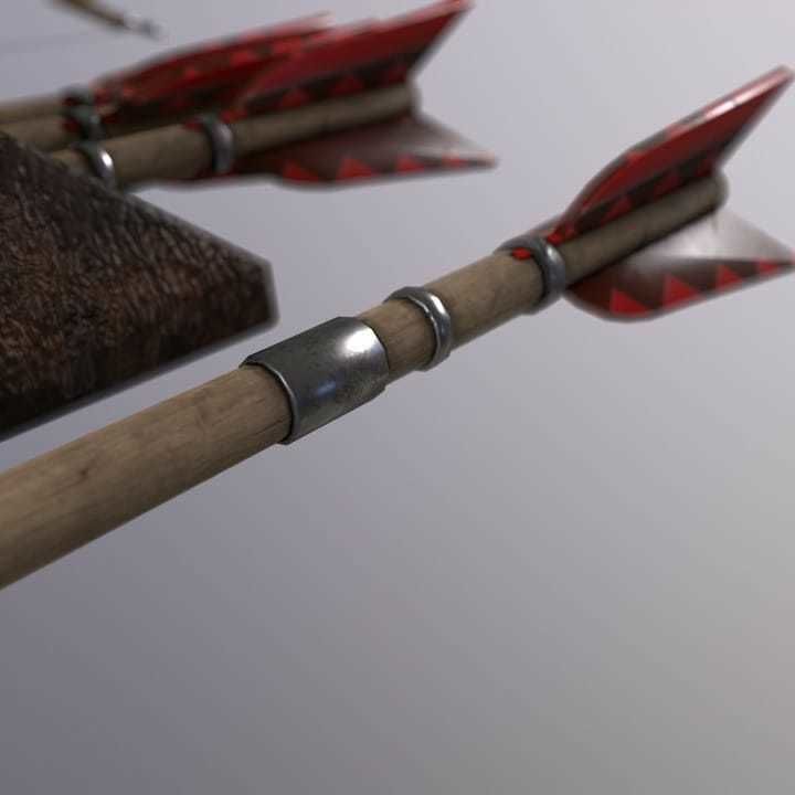 Bow arrow quiver Low-poly 3D model_2